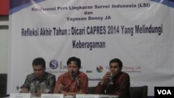 Lingkaran Survey Indonesia melaporkan hasil Survey mengenai harapan masyarakat mengenai sosok calon presiden Indonesia 2014 (VOA/Andylala).