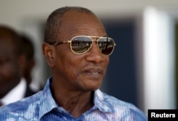 FILE - Guinea President Alpha Conde is pictured in Sandervalia, Conakry, Oct. 8, 2015.