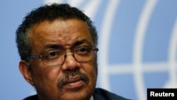 លោក​ Tedros Adhanom រដ្ឋមន្រ្តី​ក្រសួង​ការបរទេស​ប្រទេស​អេត្យូពីនិង​ជា​អតីត​មន្រ្តី​សុខាភិបាល​បាន​ចូល​រួម​ក្នុង​សន្និសីទ​សារព័ត៌មាន​នៅ​ឯទីស្នាក់​ការ​កណ្តាល​របស់​អ.ស.ប. ទីក្រុង​ហ្សឺណែវ ប្រទេស​ស្វីស​​ កាល​ពី​ថ្ងៃទី​២៤ ឧសភា​ ២០១៦។