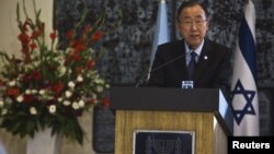Le Secrétaire général de l'Onu Ban Ki-moon lors d'une conférence de presse après une rencontre avec le président israélien Reuven Rivlin à Jérusalem, le 20 octobre 2015. (Photo Reuters)