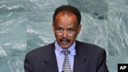 FILE - President Isaias Afwerki of Eritrea addresses the 66th session of the U.N. General Assembly at U.N. headquarters, Sept. 23, 2011. Afwerki is criticizing Israel’s plan to deport tens of thousands of African migrants, saying they deserve far more than the $3,500 offered to leave. 