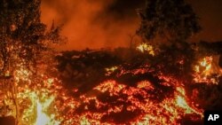 Lava from the eruption of Mount Nyiragongo is seen in Buhene, on the outskirts of Goma, Congo in the early hours of May 23, 2021.
