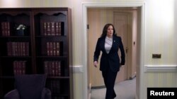 La vice-présidente des Etats-Unis, Kamala Harris, prenant part à la Conférence de Munich sur la sécurité le 17 février 2023