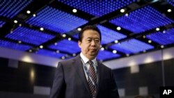 Presiden Interpol Meng Hongwei saat menghadiri Kongres Interpol Dunia di Singapura, 4 Juli 2017.