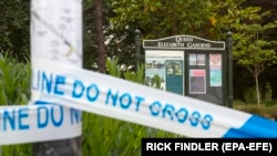U.K. -- Queen Elizabeth Gardens in Salisbury remains closed and cordoned off as investigations continue into how Dawn S. and Charlie R. were found unconscious on Saturday night, in Amesbury, Britain, July 5, 2018.