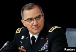 NATO Supreme Allied Commander Europe, U.S. Army General Curtis Scaparrotti, addresses a news conference at the Alliance headquarters in Brussels, Belgium, Jan. 18, 2017.