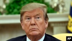 President Donald Trump is pictured during his meeting with Austrian Chancellor Sebastian Kurz in the Oval Office of the White House in Washington, Feb. 20, 2019.