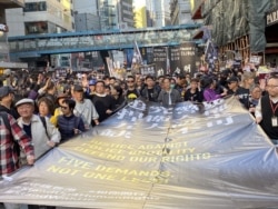 Protes yang terjadi di Hong Kong. (Foto: VOA/Iris Tong)