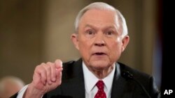 Attorney General-designate, Sen. Jeff Sessions, R-Ala. testifies on Capitol Hill in Washington. 