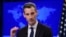 FILE - State Department spokesperson Ned Price speaks during a press briefing at the State Department in Washington, Feb. 2, 2021. (Nicholas Kamm/Pool via AP)