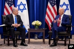Presiden Joe Biden bertemu dengan Perdana Menteri Israel Benjamin Netanyahu di New York, Rabu, 20 September 2023 (Foto: AP)