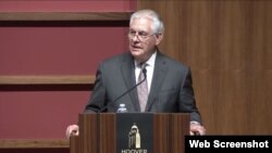 سخنرانی ریکس تیلرسون وزیر خارجه ایالات متحده در باره سوریه در نشست مؤسسه هو در کالیفورنیا