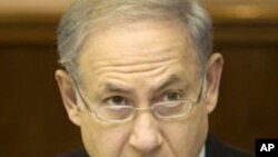Israeli Prime Minister Benjamin Netanyahu at the weekly cabinet meeting in his Jerusalem office, 24 Oct 2010