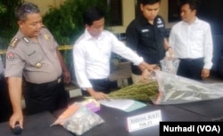 Polisi memberikan keterangan terkait kasus peredaran ganja di Yogyakarta. (Foto:VOA/ Nurhadi)