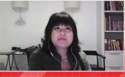 Wakil Ketua Kadin Indonesia Shinta Widjaja Kamdani dalam telekonferensi pers di Jakarta, Selasa (23/2). (Foto: VOA).