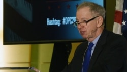 美国国防部主管研发与军事工程的副部长格里芬（Michael Griffin）出席一次防务讨论会（美国国防部2020年3月4日）