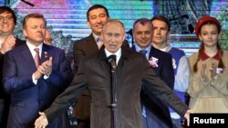 ვლადიმირ პუტინი, ანექსიის 5 წლისთავისადმი მიძღვნილ კონცერტზე. სიმფეროპოლი, ყირიმი. 18 მარტი, 2019.