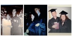 Photos of Guadalupe and Michael White showing (left to right) their 2004 wedding in San Diego, a celebration at a restaurant following their 2008 graduation from San Diego City College, a photo from their graduation day. (Courtesy Guadalupe White)