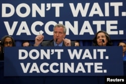 빌 드 블라지오 뉴욕 시장이 지난 4월 기자회견을 열고 홍역 확산을 막기 위한 대책을 발표했다.