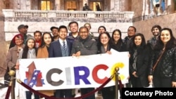 Sameth Mell, center, stands alongside members of the Coalition of Immigrants, Refugees, and Communities of Color (CIRCC) in Olympia, Washington, on Legislative Day. (Courtesy of Sameth Mell)