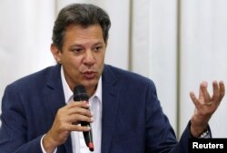 Fernando Haddad, presidential candidate of Brazil's leftist Workers' Party (PT), attends a news conference in Curitiba, Brazil, Oct. 8, 2018.