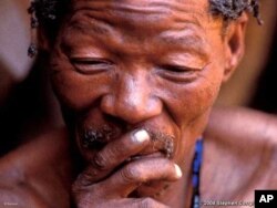 A Bushman inside his traditional territory in Botswana’s Central Kalahari Game Reserve [CKGR]