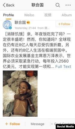 One of the UN posts on starvation.