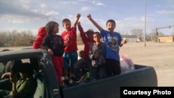 Lakota children who participated in a recent protest by the Mothers Against Meth Alliance on the Pine Ridge Reservation, March. 24, 2015.