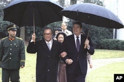 1984年中国总理赵紫阳和美国总统里根在白宫