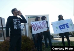 A Bard College philosophy major helps lead other students of the school's chapter of the Million Hoodies for Justice Movement in a protest against the Dakota Access Pipeline.