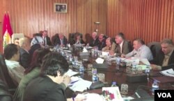 Kurdistan's Constitutional Committee meets to set up political councils to enshrine rights of ethnic and religious minorities and ensure their participation in Iraqi region’s governance in Irbil, Aug. 10, 2015. (Photo: Sharon Behn/VOA)