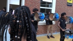 Members of Eastern High School's drumline play during a school event based around the themes of the 1619 Project. (Courtesy of Rebecca Millner/Eastern High School)