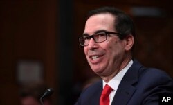 Treasury Secretary Steven Mnuchin testifies before the Senate Banking Committee on Capitol Hill in Washington, Jan. 30, 2018.