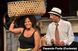 Graça Silva, actriz, de cesto. Foto: Yassmin Forte.