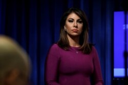 U.S. State Department spokesperson Morgan Ortagus attends a press briefing by Secretary of State Mike Pompeo at the State Department in Washington, Dec. 11, 2019.