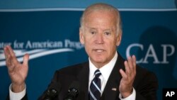 Vice President Joe Biden gestures while speaking at the Center for American Progress' meeting on middle-class economic security, Sept. 8, 2016, in Washington. 