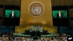 North Korea Minister for Foreign Affairs Ri Yong Ho speaks during the 72nd session of the United Nations General Assembly at the U.N. headquarters, Sept. 23, 2017.