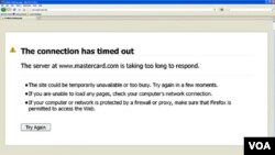 Situs MasterCard tidak bekerja akibat diserang oleh para peretas hari Rabu pagi, 8 Desember 2010.