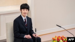 This handout photo taken and released on March 3, 2025 by the Imperial Household Agency of Japan shows Japan's Prince Hisahito attending his first press conference at the Imperial Palace in Tokyo.