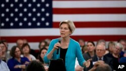 Democratic presidential candidate Sen. Elizabeth Warren speaks to local residents during a meet and greet, May 26, 2019, in Ottumwa, Iowa.