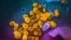 This image made by the U.S. National Institutes of Health in February 2020 shows the Novel Coronavirus SARS-CoV-2, yellow, emerging from the surface of cells, blue/pink, cultured in the lab. Also known as 2019-nCoV, the virus causes COVID-19. 