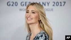 FILE - Ivanka Trump, daughter and adviser of U.S. President Donald Trump, arrives for the W20 summit in Berlin, April 25, 2017.