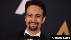 FILE - Lin-Manuel Miranda arrives at the 2016 Governors Awards, Nov. 12, 2016, in Los Angeles. 