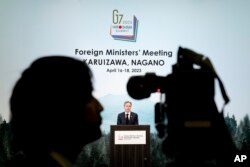 Menteri Luar Negeri AS Antony Blinken dalam konferensi pers pada akhir Pertemuan Menteri Luar Negeri G7 di hotel The Prince Karuizawa di Karuizawa, Jepang, Selasa, 18 April 2023. (AP/Andrew Harnik, Pool)