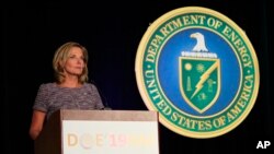 National Nuclear Security Administration administrator Lisa Gordon-Hagerty talks about her agency's work to reduce global nuclear threats during a business conference in Albuquerque, New Mexico, Aug. 6, 2019. 