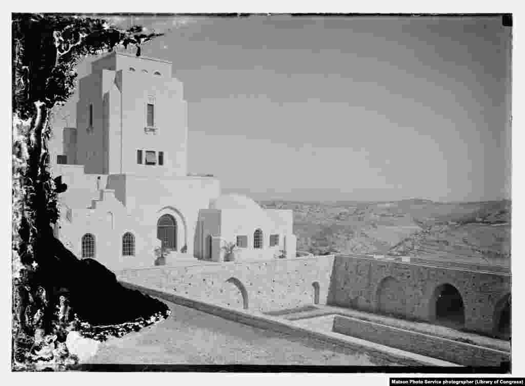 Another view of Jerusalem's Government House, home of the British High Commissioner of Palestine, under construction in 1932. 
