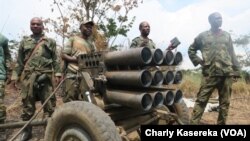 Les FARDC à l'oeuvre dans le parc national des Virunga, le 1er juin 2017. (VOA/Charly Kasereka)