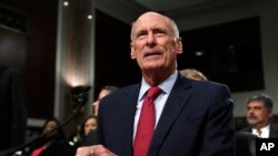 댄 코츠 국가정보국장(DNI)이 23일 미 상원 군사위원회 청문회애서 증언하고 있다.