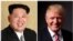 A combination photo shows a Korean Central News Agency handout photo of North Korean leader Kim Jong Un released May 10, 2016, and U.S. President Donald Trump in his office in Trump Tower, New York, May 17, 2016.