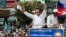 FILE - In this June 2, 2017, file photo, opposition party Cambodia National Rescue Party (CNRP) leader Kem Sokha greets his supporters at a rally in Phnom Penh. 